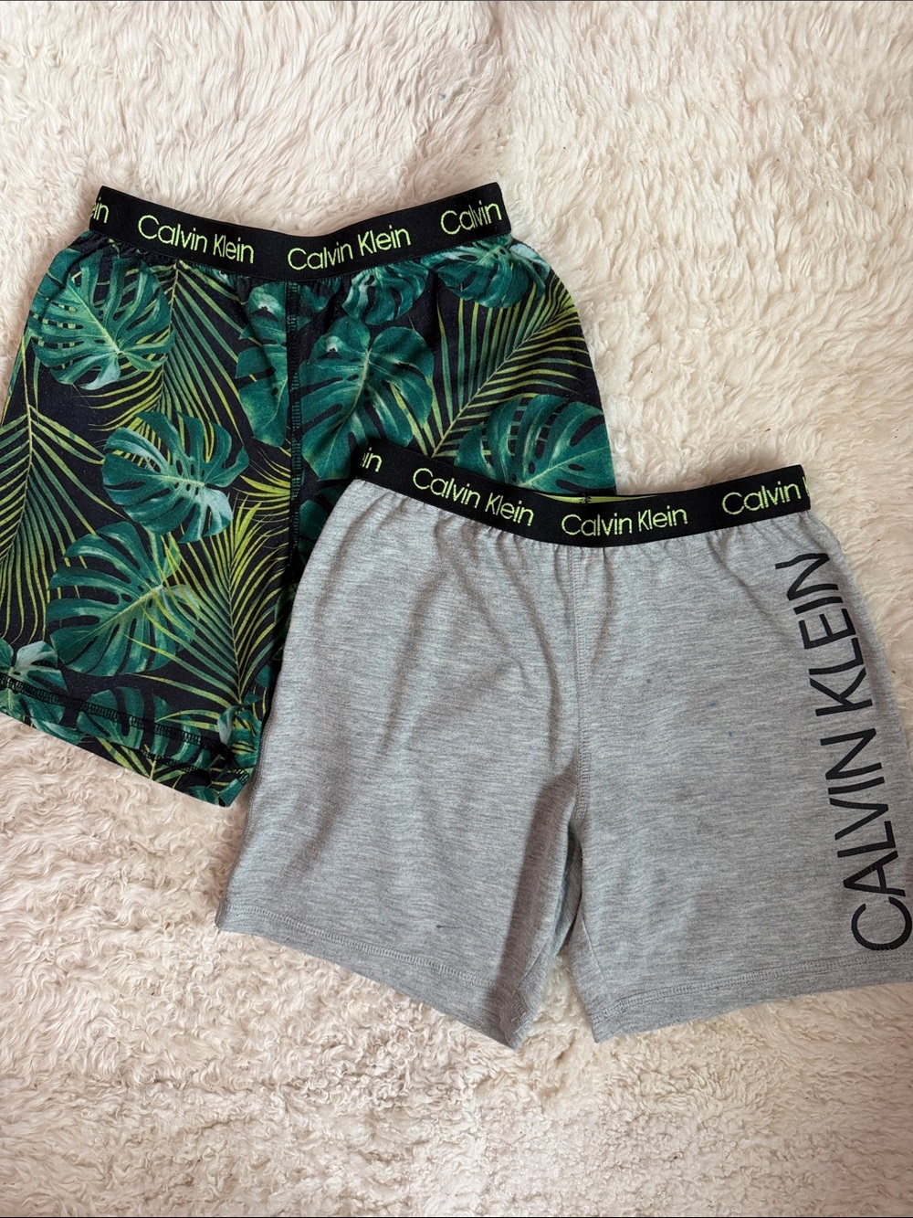 GUC - Calvin Klein Boys Lounge Boxer Set - Green Leaf Print & Light Gray 6-6X